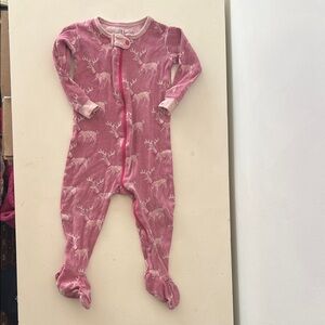 Hatley Pink and White Deer Footie 12-18 months